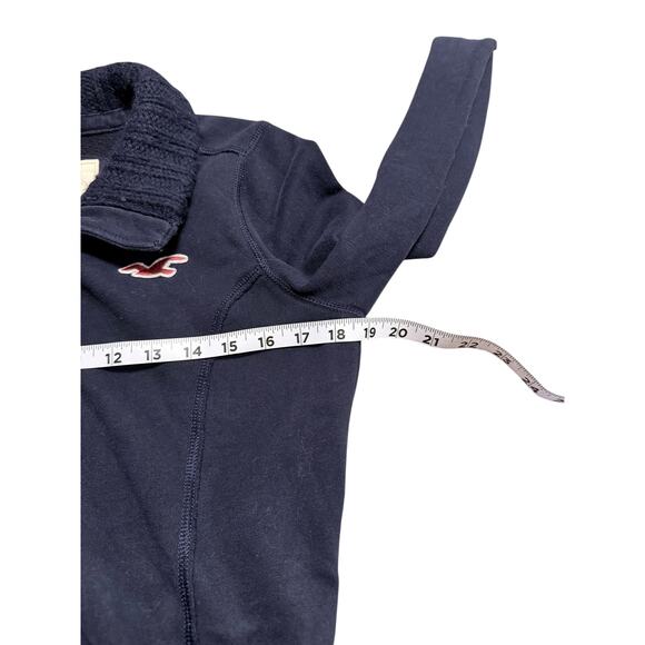 Hollister Button-Up Cardigan with Sweater Collar Navy Blue Women's Size Large - Picture 4 of 6